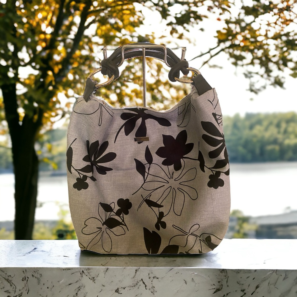 Italian Artisan Black & White Floral Handbag by Teresa Cambi